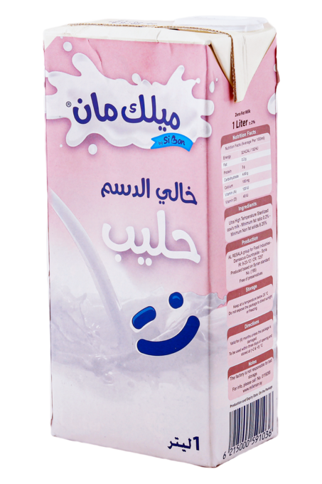 حليب ميلك مان خالي الدسم 1 لتر